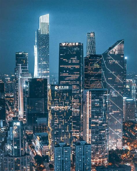 Guangzhou China China Photography Skyscraper Night City Photography