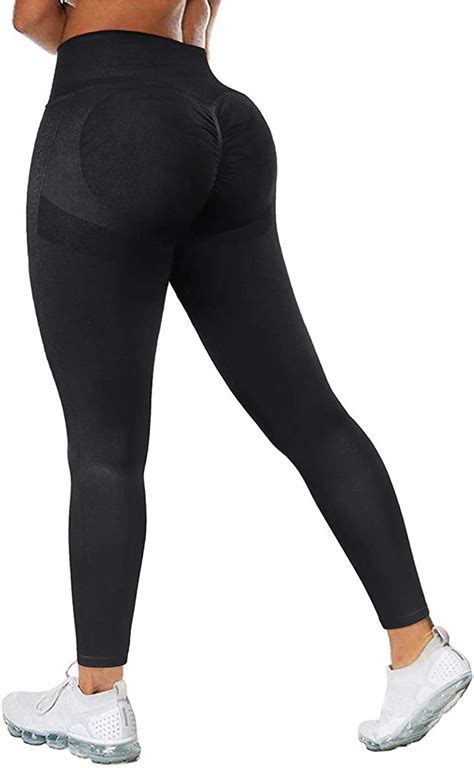 Moshengqi Womens Seamless Butt Lift Leggings High Waisted Yoga Pants Ribbed Workout Slimming