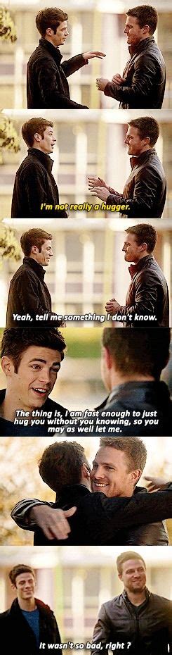 oliver x barry› oliver queen› barry allen› arrow 4x08 flash funny supergirl and flash the
