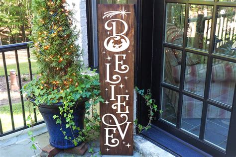 Believe Porch Sign Merry Christmas Sign Christmas Porch Etsy