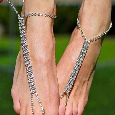 Like And Share If You Want This Fashion Jewelry Crystal Rhinestone Barefoot Sandals Anklets