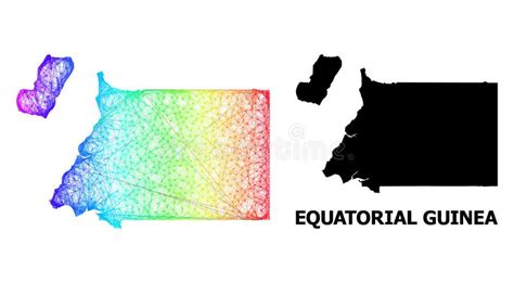 Hatched Map Of Equatorial Guinea With Rainbow Colored Gradient Stock