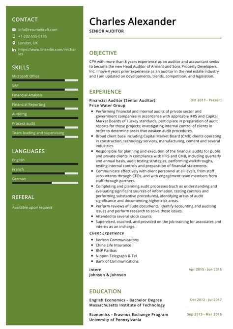 The primary role of an auditor is to review financial records, assets and liabilities of a company in compliance with local, state and federal legal requirements. 100+ Professional Resume Samples for 2020 | ResumeKraft in 2020 | Resume examples, Professional ...