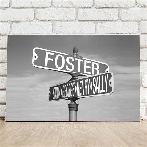 Personalized Black And White Intersection Street Sign Canvas Canvas