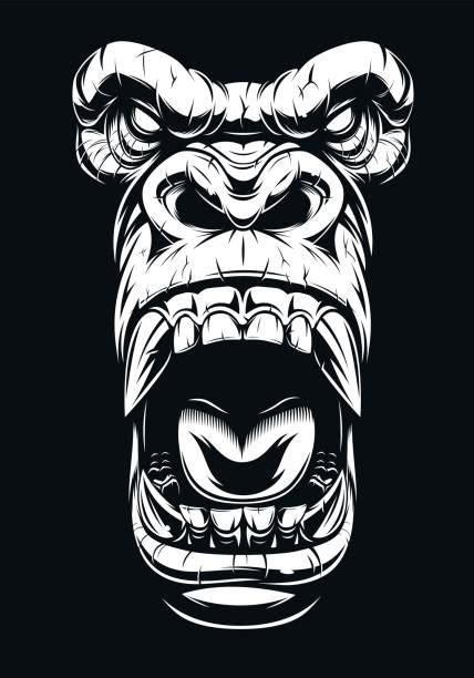 Drawing Of A Angry Gorilla Face Illustrations Royalty Free Vector