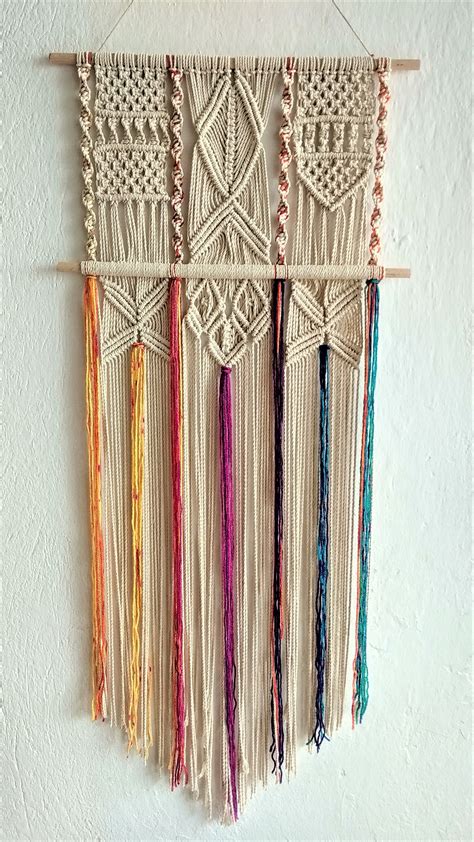 Colorful Boho Wall Hanging Knotted Wall Hanging Modern Macrame Home