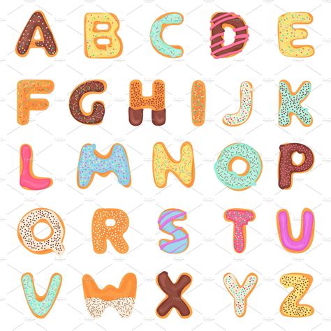 Sweet alphabet font letters | Pre-Designed Vector Graphics ~ Creative Market