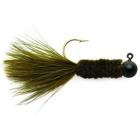 Eagle Claw Chenille Crappie Marabou Jig Olive 116oz 6pk