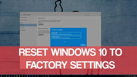 How To Reset Windows 10 To Factory Settings Youtube