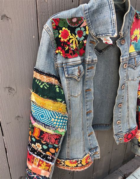 Jean Jacket Made To Order Hippie Boho Embellished Colorful Denim Jean