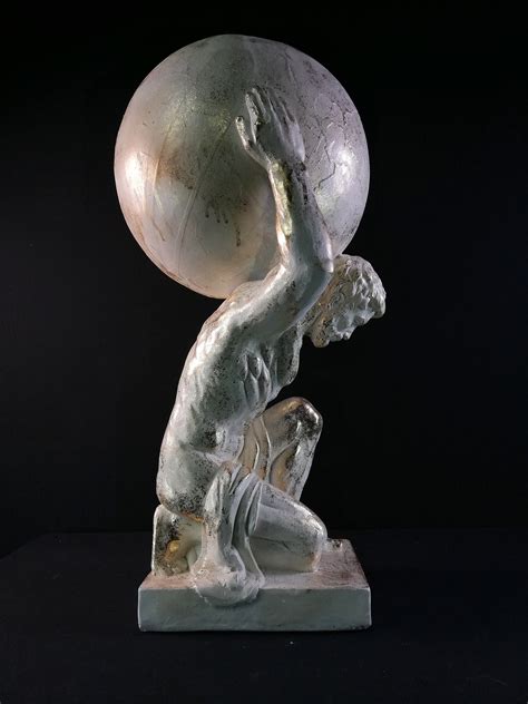 Phenomenal Big Statue Of Atlas With A Gold Finish