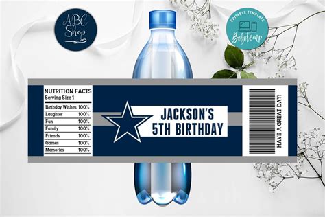 You may need to use clothespins or some other method to keep the. Personalize Printable Dallas Cowboys Water Bottle Labels ...