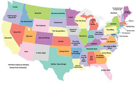 Us Map Showing The Tv Series Best Representing Each State