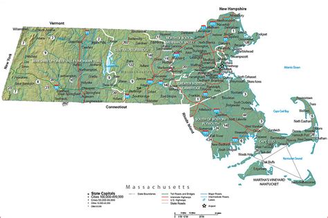 Massachusetts Map Large Detailed Roads And Highways Map Of