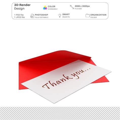 Premium Psd Red Envelope With Thank You Note 3d Modeling Psd File