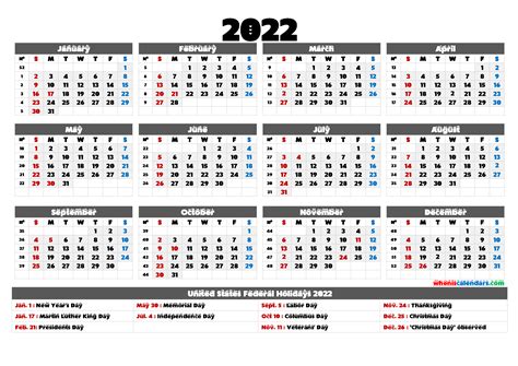 Printable 2022 Calendar One Page 9 Templates