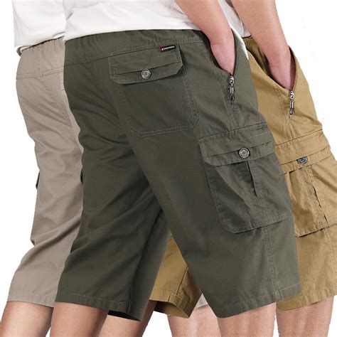 Casual Men Cargo Shorts 100cotton Summer Soft Loose Quick Dry Solid