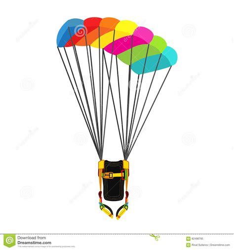 Parachute Pack With Opened Parachute Skydiving Bright Extreme Sport