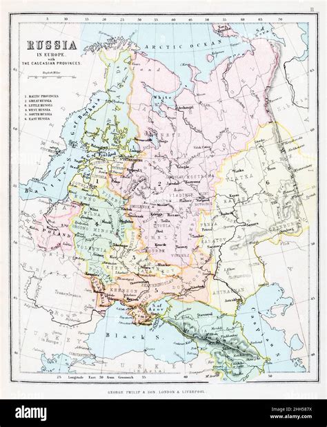 1870 19th Century Historical Atlas Map Of Old Russia Pre Soviet Ussr