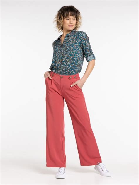 Pantalon Large Coloris Tomette Femme Districenter