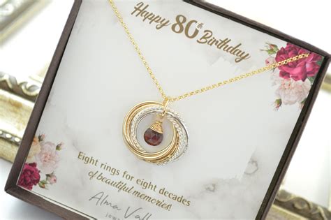 Bouquets, baskets, gifts, gourmet food 80th Birthday gift for mom, 8 Mixed metals necklace ...