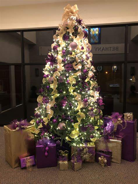 Purple And Gold Christmas Tree Gold Holiday Decor Gold Christmas