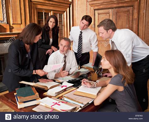 Lawyers Working At Desk In Office Stock Photo 32209256 Alamy