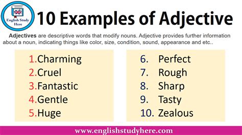 Examples Of Adjective English Study Here Adjectives English