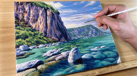 Rocks On The Lake Acrylic Painting Correa Art YouTube