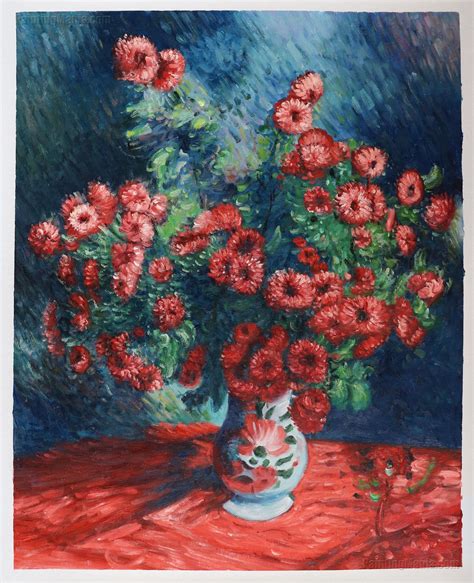 Red Chrysanthemums Claude Monet Hand Painted Oil Painting Etsy