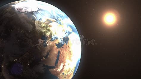 Space Landscape Of The Sun Rising Behind The Earth Stock Illustration