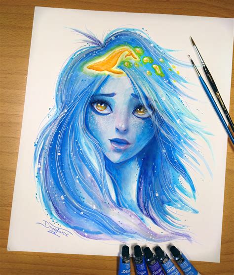 Blue Girl Water Painting By Atomiccircus On Deviantart