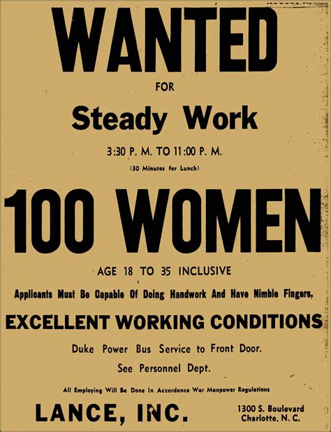 Lance Help Wanted Ad From Newspaper August 1945 Help Wanted Ads Help Wanted Wanted
