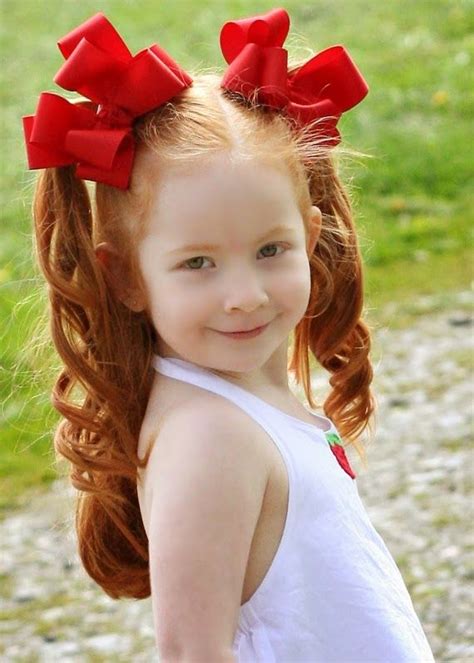 Little Red Head In Pigtails Pigtail Hair Bows Pigtail Hairstyles