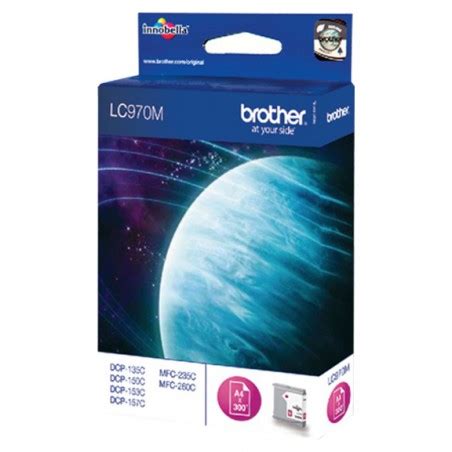 Magenta ink cartridge compatible with brother mfc260c. Cartouche Jet d'encre Originale Brother LC970M / Magenta