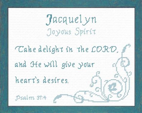 Jacquelyn Name Blessings Personalized Cross Stitch Design From Joyful