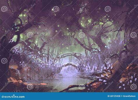 Enchanted Forestfantasy Landscape Stock Illustration Illustration Of