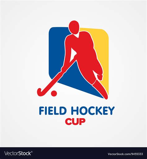 Field Hockey Cup Logo Sport Badge With Man Vector Image