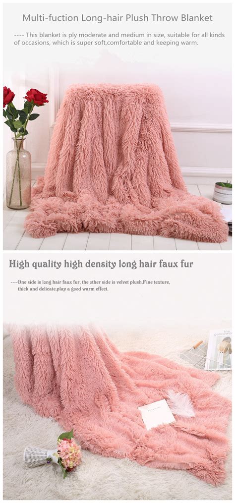 Luxury Long Hair Shaggy Pv Fur Faux Fur Oversized Throw Blankets Velvet Plush Winter Blanket