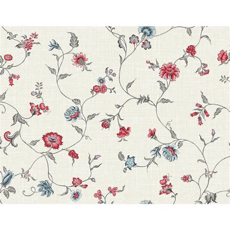 Seabrook Designs Antique Ruby And French Blue Florale Trail Paper