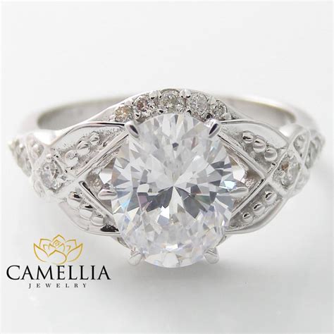 Pair your selection with a dazzling beyond conflict free diamond. Oval Diamond Engagement Ring 14K White Gold Unique ...