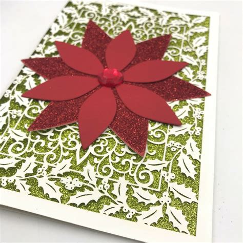 Papyrus Holiday Cards General Greeting Poinsettia Flowers Glitter In