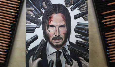Colored Pencil Drawing John Wick Keeanu Reeves Drawing 48600 Hot Sex Picture