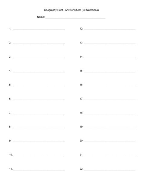 Blank Test Answer Sheet 1 100 Amanda Gregorys Colorin