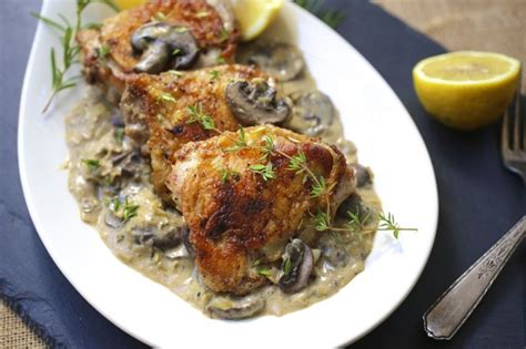 Cook the stuffed chicken breast Chicken Baked with Creamy Mushroom Sauce - Nerds with Knives