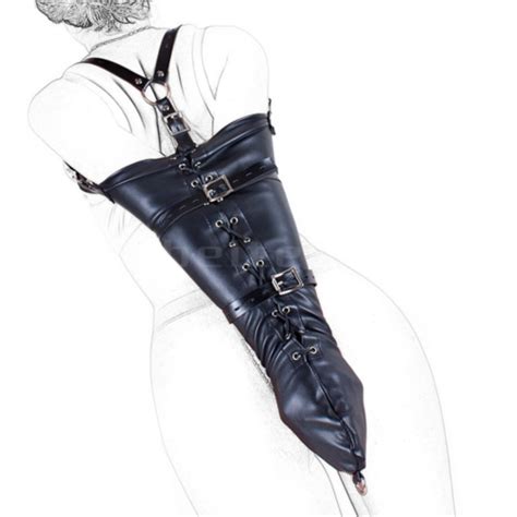 Pu Leather Armbinder Bondage Restraint Straightjacket Single Gloves