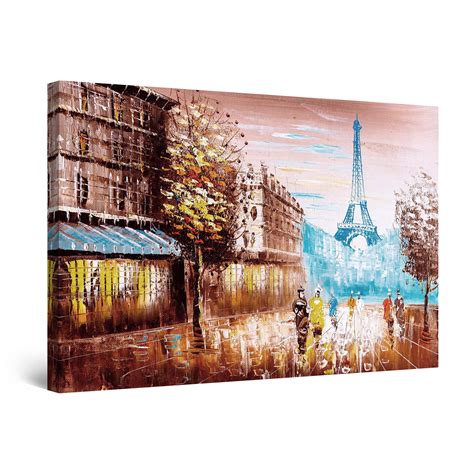 Startonight Canvas Wall Art Abstract Teal Eiffel Tower Paris France
