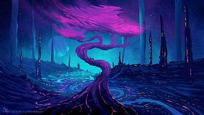Drawing Wallpapers Artwork Purple Fantasy Painting Landscape