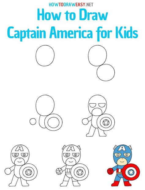 How To Draw Captain America For Kids Step By Step Tutoriel De Dessin