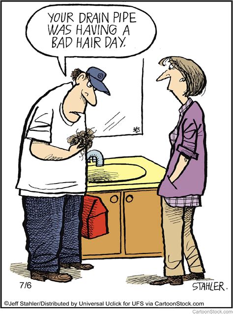 Plumbing Home Improvement Funny Cartoon Drain With Hair Bad Hair